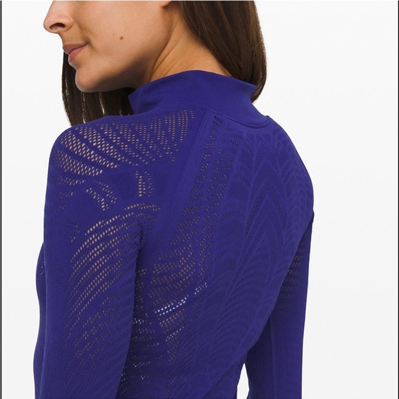 Lululemon Reveal 1/2 Zip Top Aurora Blue Laser Cut Long Sleeve Seamless - Picture 3 of 13